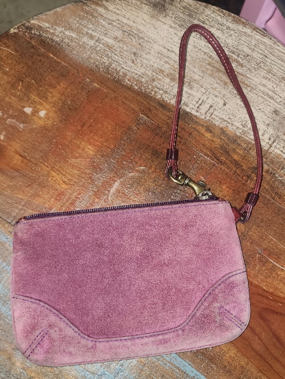 Coach Suede Wristlet Clutch Dusty Rose Vintage Pouch - Picture 13 of 13